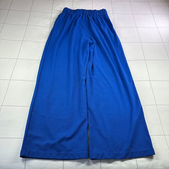 Halara Pants Womens Small Blue Cobalt High Waisted Plicated Waffle Wide Leg Flex - Picture 2 of 10